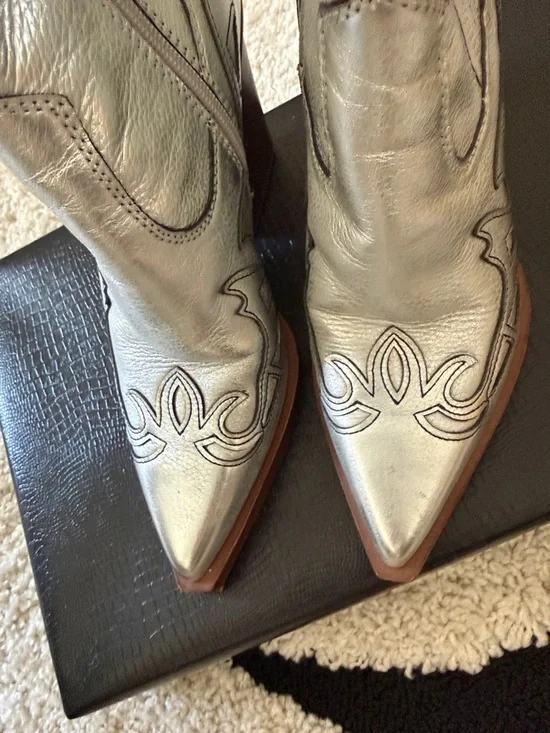 Dolce Vita Metallic Pointed Toe Western Ankle Boots - Women - Picture 6 of 7